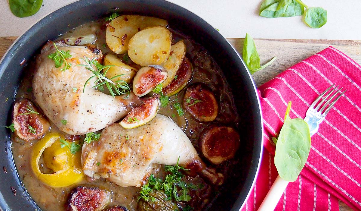 Kurczak zapiekany z miodem i figami / Chicken braised with figs and