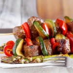 Szaszłyki z marynowanym stekiem, papryką i cukinią / Steak, pepper and zucchini skewers